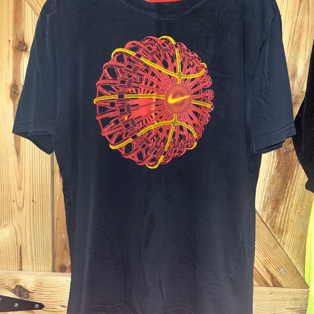 Nike Black Dri-Fit Tee with Red and Yellow Accents